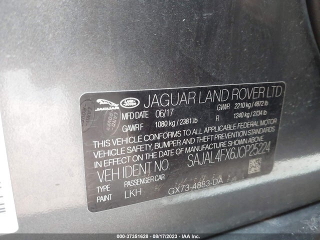 2018 JAGUAR XE 25T R-SPORT VIN: SAJAL4FX6JCP25224