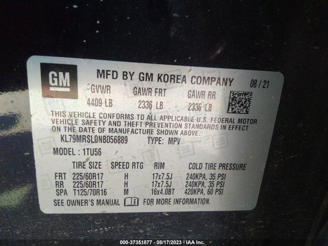 Chevrolet Trailblazer Lt 2022 KL79MRSL0NB056889 Image 9