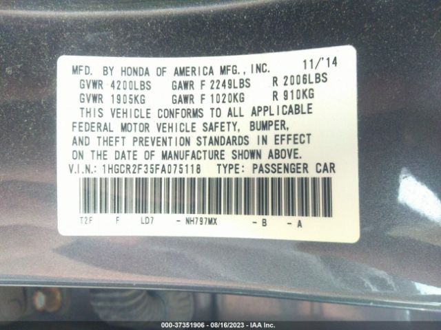 1HGCR2F35FA075118 Honda Accord Sedan Lx