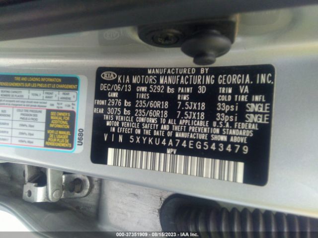 5XYKU4A74EG543479 KIA SORENTO EX
