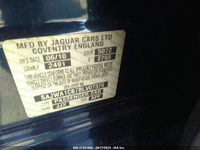 2011 JAGUAR XJ VIN: SAJWA1CB7BLV07376