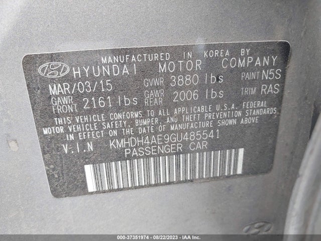 Hyundai ELANTRA SE 2016 KMHDH4AE9GU485541 Image 15