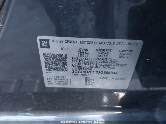 Chevrolet Silverado 1500 2lt 2018 3GCUKREC3JG565844 Image 9