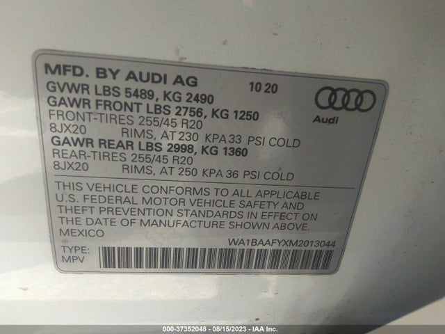 WA1BAAFYXM2013044 Audi Q5 Premium Plus