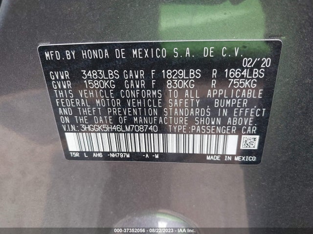 Honda FIT LX 2020 3HGGK5H46LM708740 Image 9