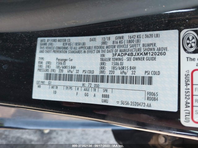 Ford FIESTA SE 2019 3FADP4BJXKM120260 Image 9