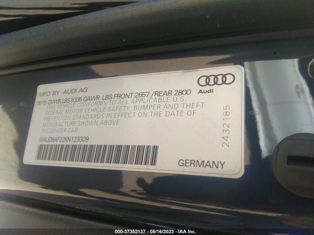 WAUD8AF22KN123309 Audi A6 PREMIUM