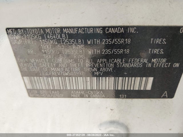 Toyota Rav4 Limited 2016 2T3DFREV7GW501997 Image 9