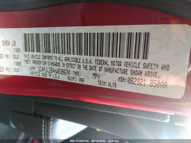1C4PJLDB4HW539674 Jeep Cherokee Limited
