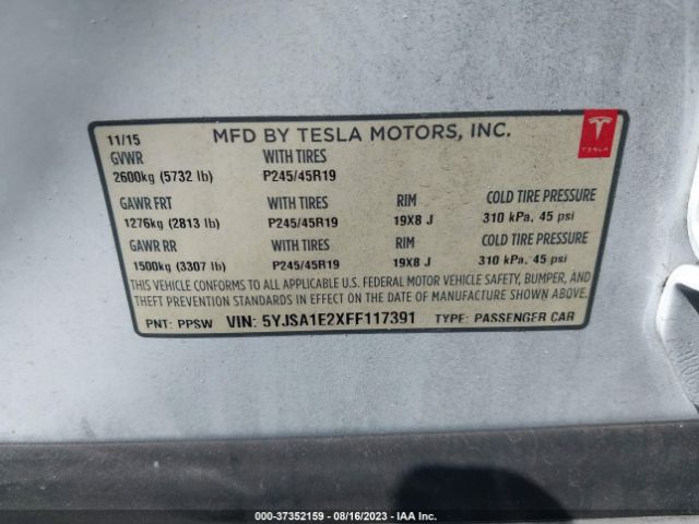 5YJSA1E2XFF117391 Tesla Model S 70d/85d/p85d
