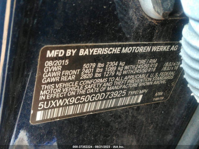 BMW X3 Xdrive28i 2016 5UXWX9C50G0D73925 Image 15