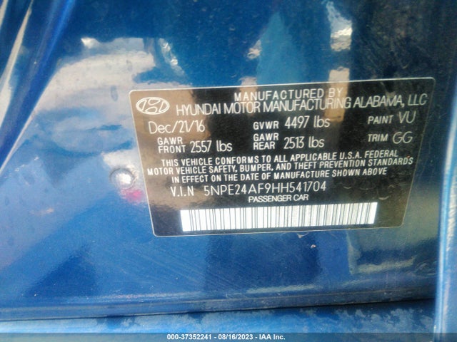 Hyundai SONATA SE 2017 5NPE24AF9HH541704 Image 10