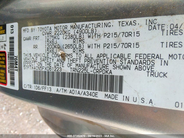 Toyota TACOMA 2015 5TFTX4CN5FX061223 Image 9