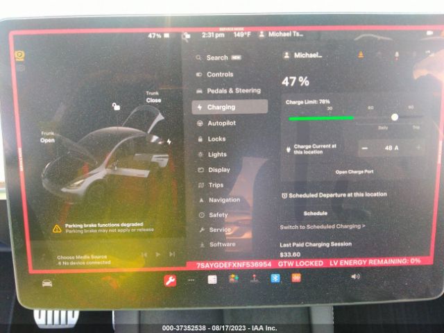 7SAYGDEFXNF536954 Tesla Model Y Performance