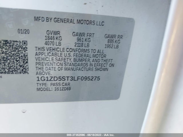 Chevrolet MALIBU LT 2020 1G1ZD5ST3LF095275 Image 9