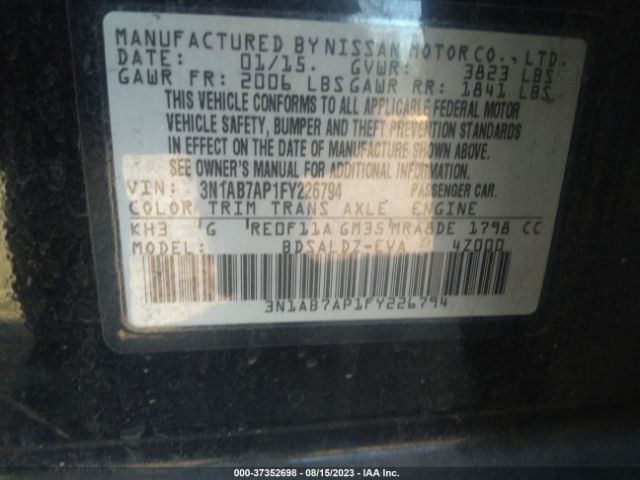 3N1AB7AP1FY226794 Nissan Sentra Sr/sl/s/sv/fe+ S