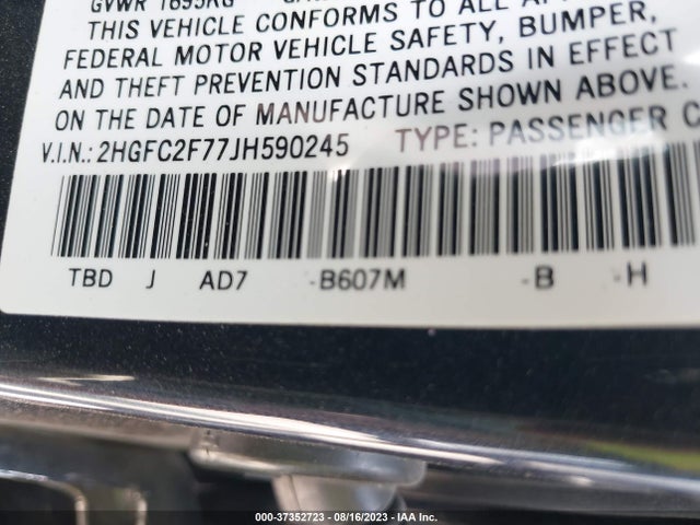 Honda Civic Sedan Ex 2018 2HGFC2F77JH590245 Image 9