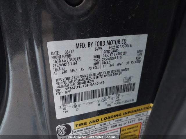 1FMJU1JT3HEA83859 Ford Expedition Xlt/king Ranch