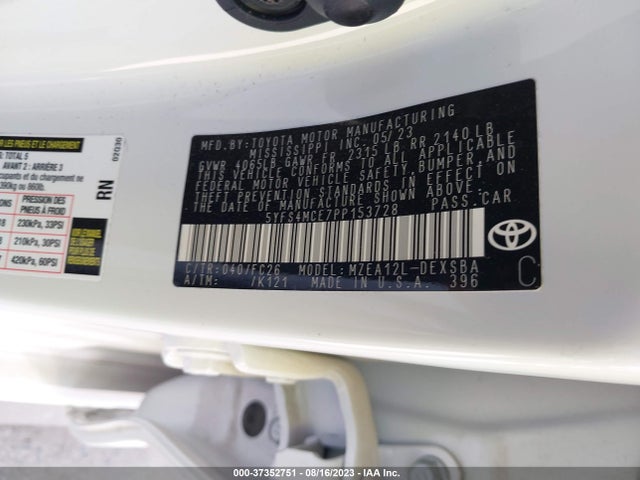 2023 TOYOTA COROLLA SE VIN: 5YFS4MCE7PP153728