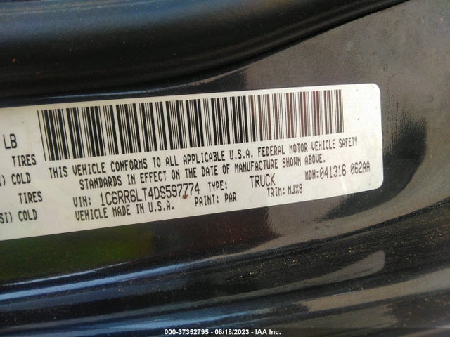 2013 RAM 1500 LONE STAR VIN: 1C6RR6LT4DS597774