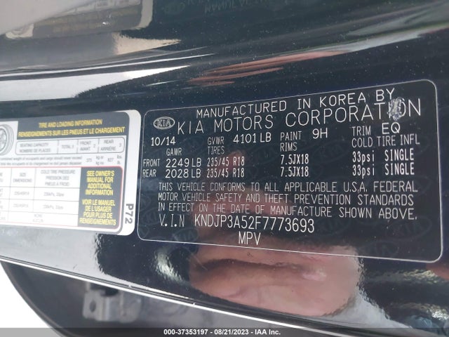 KIA SOUL + 2015 KNDJP3A52F7773693 Image 9
