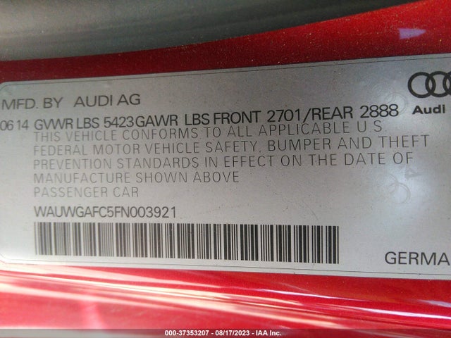 WAUWGAFC5FN003921 Audi A7 3.0 Premium Plus