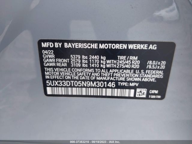 5UX33DT05N9M30146 BMW X4 Xdrive30i