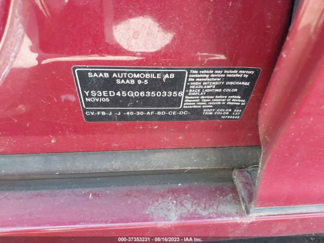 2006 SAAB 9-5 YS3ED45G063503356 Photo 8