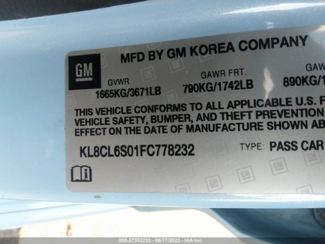 Chevrolet Spark Ev Lt 2015 KL8CL6S01FC778232 Image 9