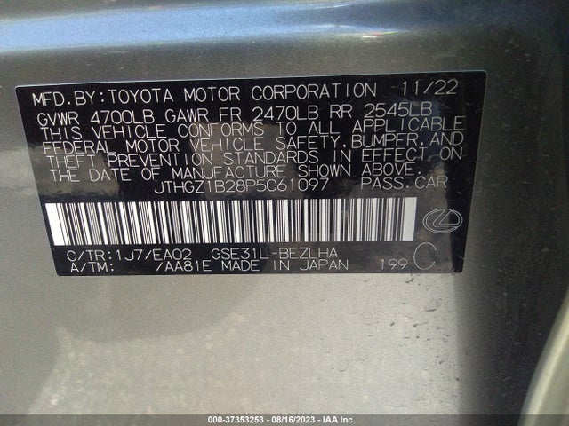 JTHGZ1B28P5061097 Lexus Is Is 350 F Sport