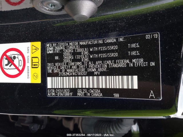 2019 Lexus RX, VIN: 2T2BZMCA1KC189207