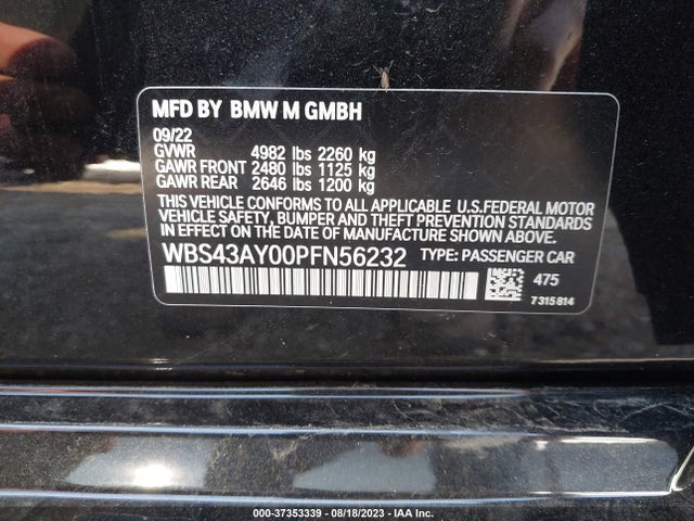 BMW M3 Competition Xdrive 2023 WBS43AY00PFN56232 Image 9