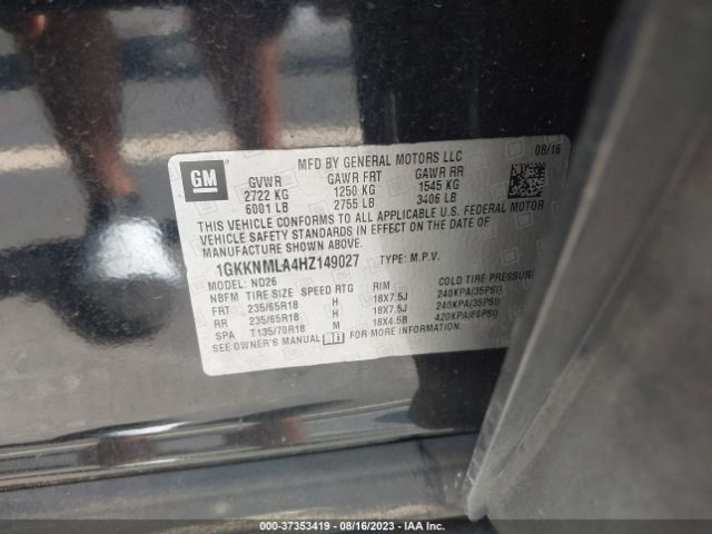 1GKKNMLA4HZ149027 GMC ACADIA SLT