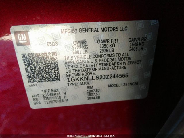 1GKKNLLS2JZ244565 GMC ACADIA SLE