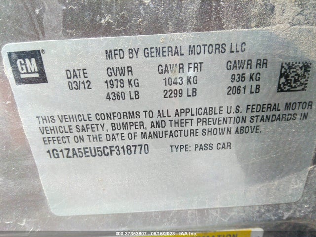 2012 CHEVROLET MALIBU LS W/1FL VIN: 1G1ZA5EU5CF318770
