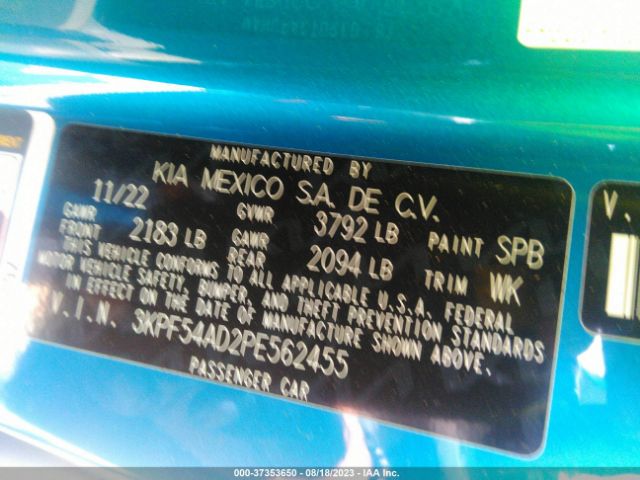 3KPF54AD2PE562455 KIA Forte Gt-line