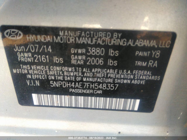Hyundai ELANTRA SE 2015 5NPDH4AE7FH548357 Image 10