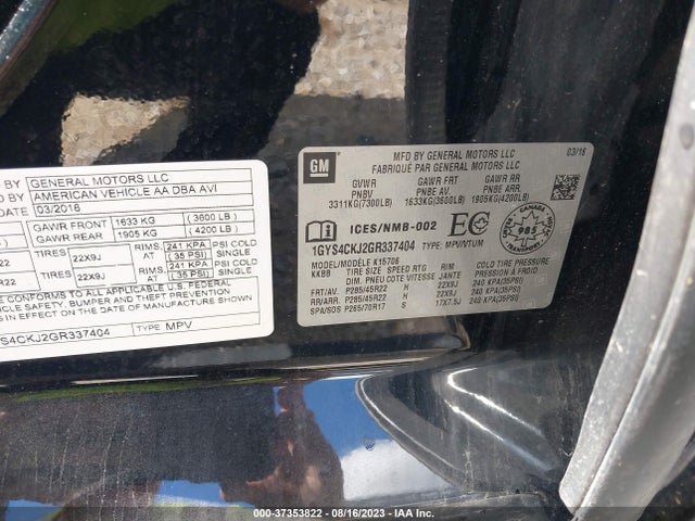 1GYS4CKJ2GR337404 Cadillac Escalade Premium Collection