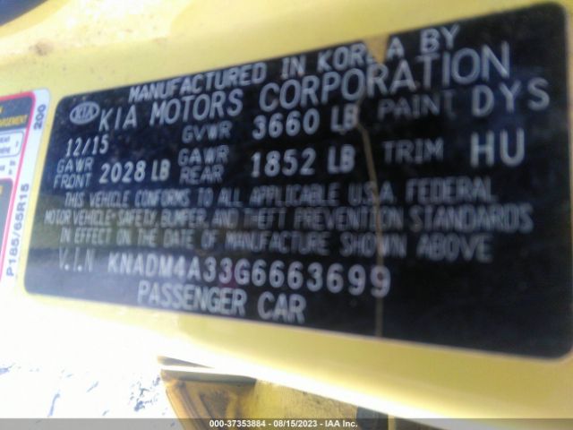 KNADM4A33G6663699 KIA RIO LX