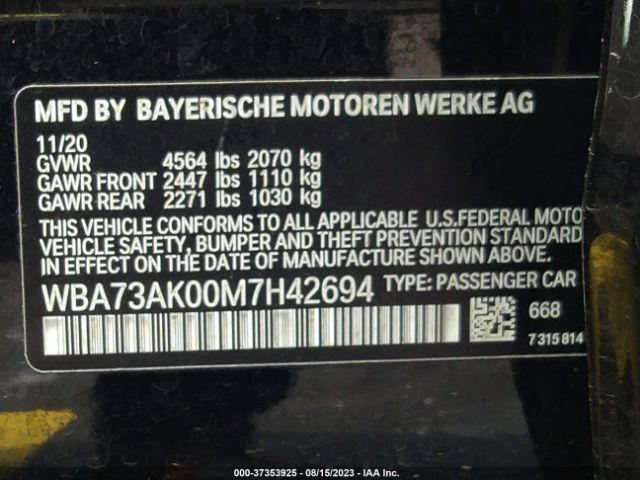 WBA73AK00M7H42694 BMW 2 Series 228i Xdrive