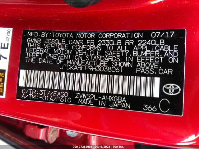 Toyota Prius Prime Plus/premium/advanced 2017 JTDKARFP9H3038061 Image 9