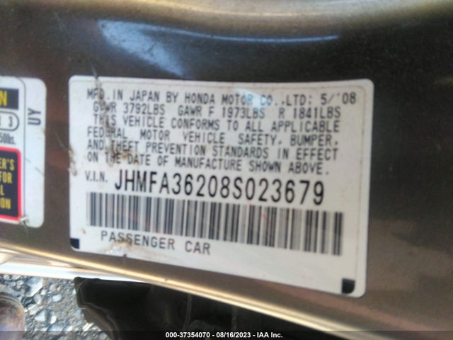 2008 HONDA CIVIC HYBRID VIN: JHMFA36208S023679