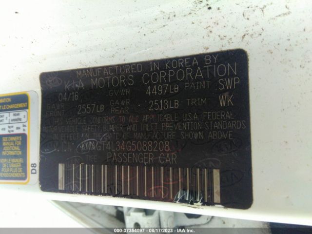 KNAGT4L34G5088208 KIA Optima Lx