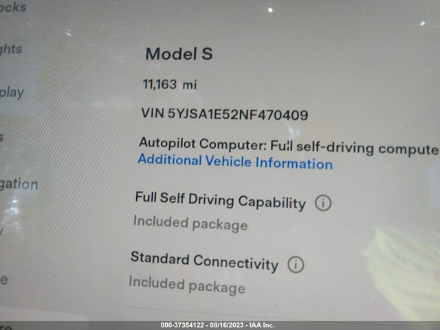 Tesla MODEL S 2022 5YJSA1E52NF470409 Image 15