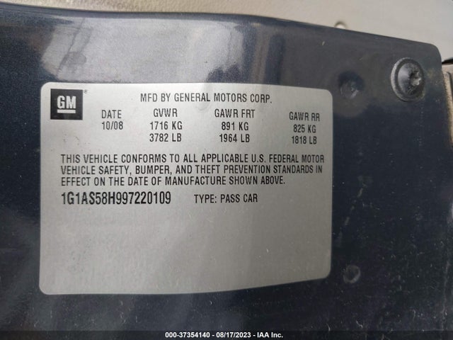 2009 CHEVROLET COBALT LS VIN: 1G1AS58H997220109