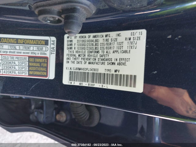 Honda CR-V EX 2015 5J6RM4H53FL042800 Image 9