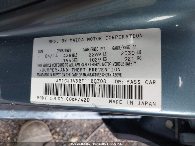 2015 MAZDA MAZDA6 I TOURING VIN: JM1GJ1V58F1180708