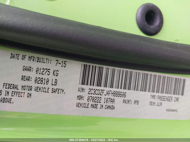 2C3CDZFJ4FH888606 Dodge Challenger R/t Scat Pack
