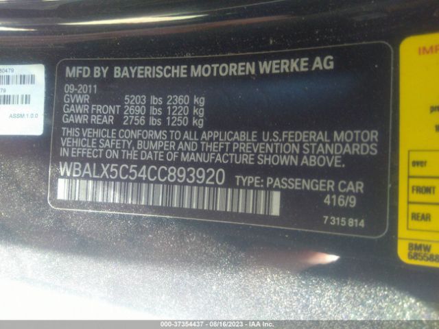 2012 BMW 6 SERIES WBALX5C54CC893920 Photo 8