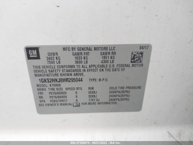 1GKS2HKJ8HR295044 GMC YUKON XL DENALI